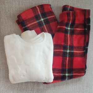 Cat & Jack Red Plaid and White Kids Pajama Set